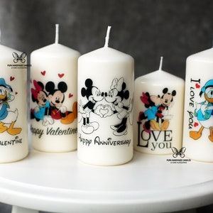 Mickey & Minnie mouse candle, Donald duck and Daisy duck candle, love candle, valentine&#39;s candle, anniversary candle, disney candle, gift