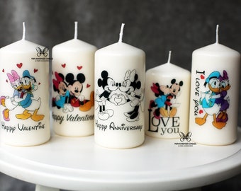 Personalised Wedding Unity Candle Set Disney Mickey & Minnie Mouse Gift Keepsake 