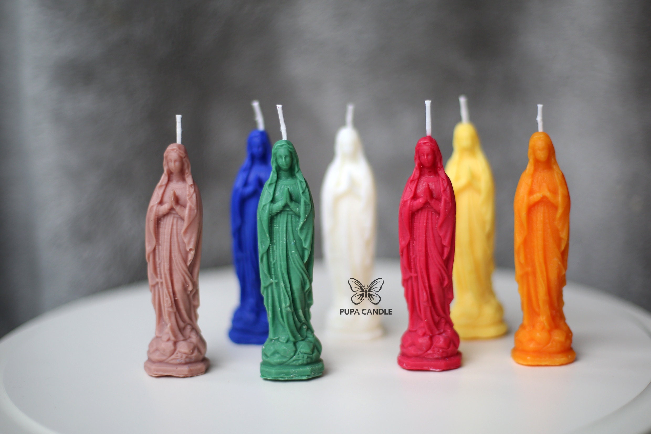 Virgin Mary Candle religious Statue Figurine Candle Jesus Etsy UK