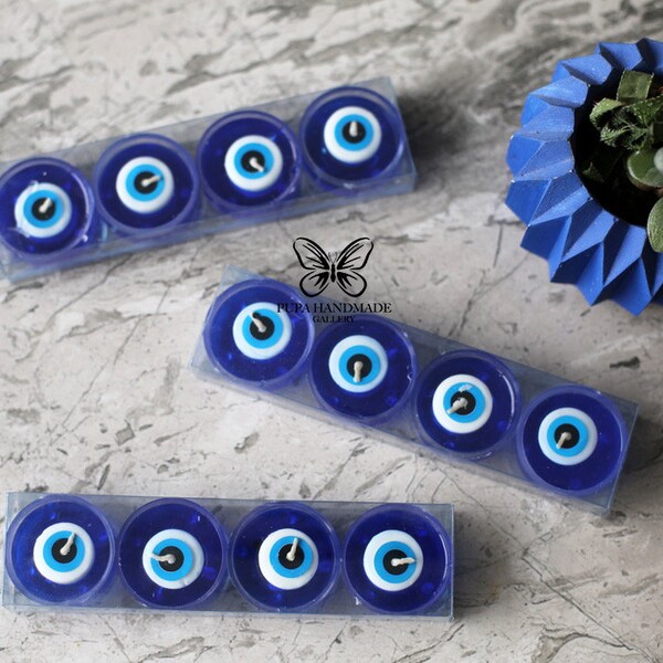 tealight candle Lucky Eye, Evil Eye candle, Evil Eye Charm, Home Decor (Set of 4)