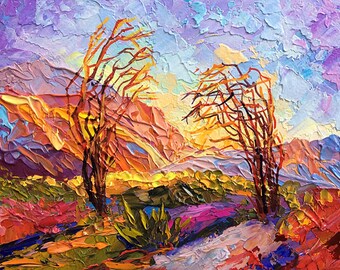 Vintage Original Arizona Landscape Textured Painting
