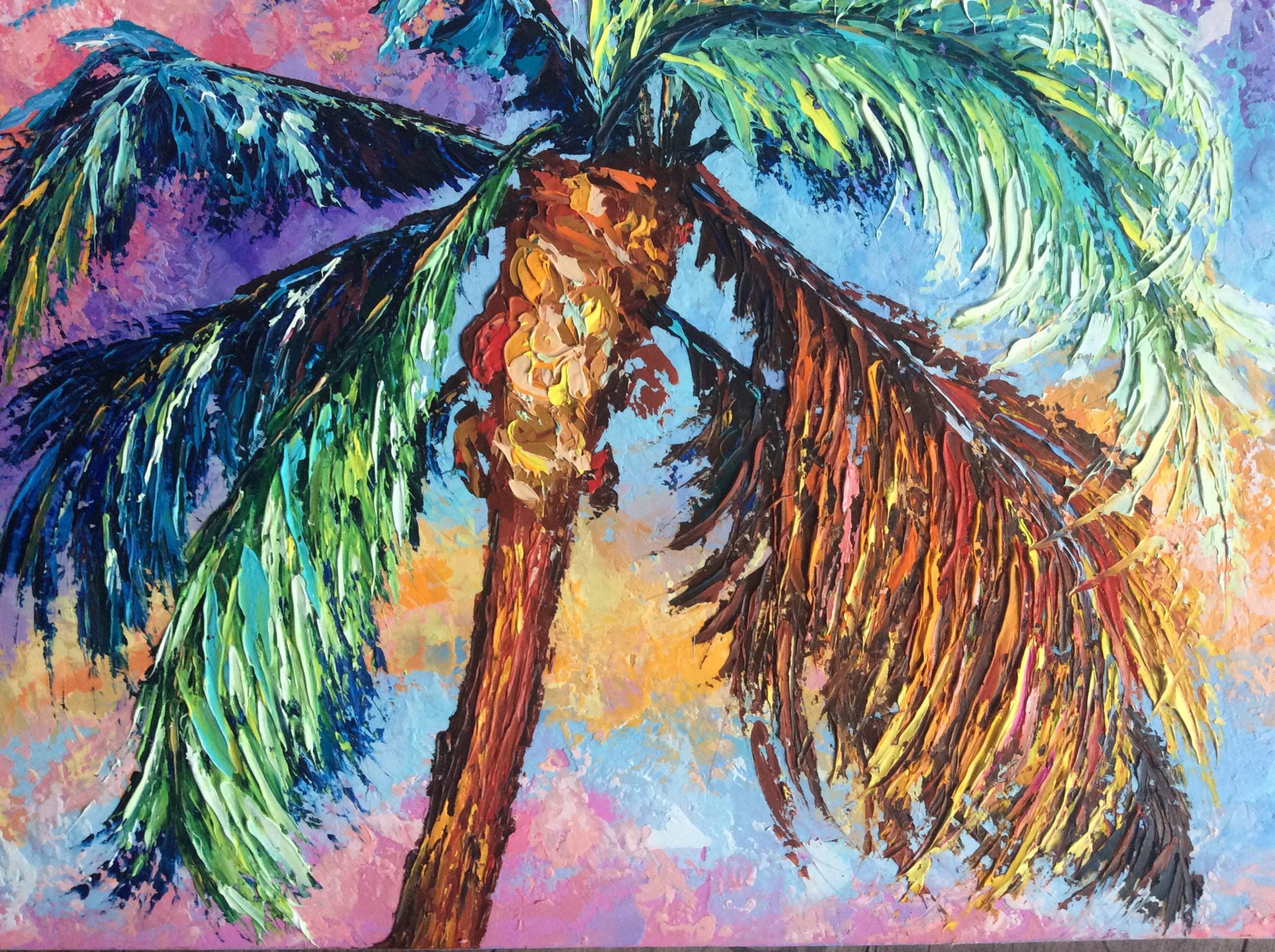 Abstract palm tree 2420 Original oil textured painting on Etsy
