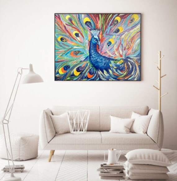 Abstract Colorful Peacock 20:24 Original Impasto 3d Oil - Etsy