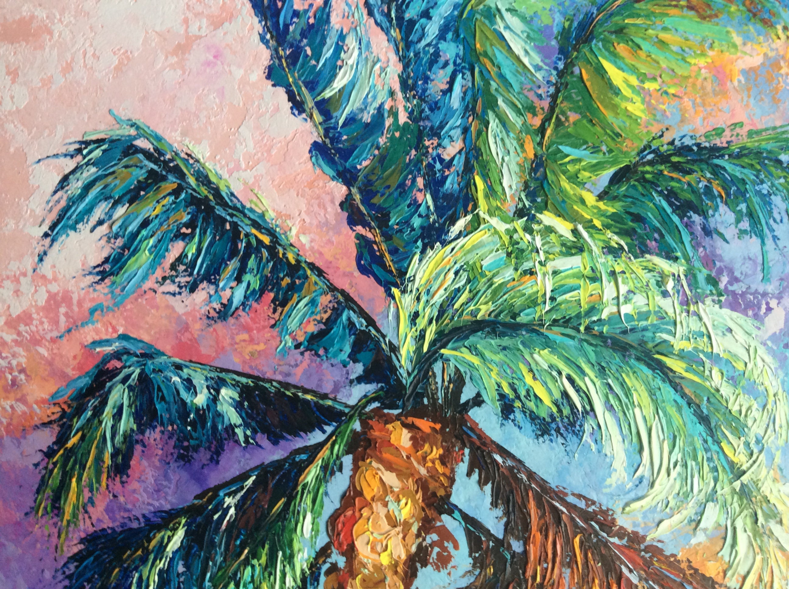 Abstract palm tree 2420 Original oil textured painting on Etsy
