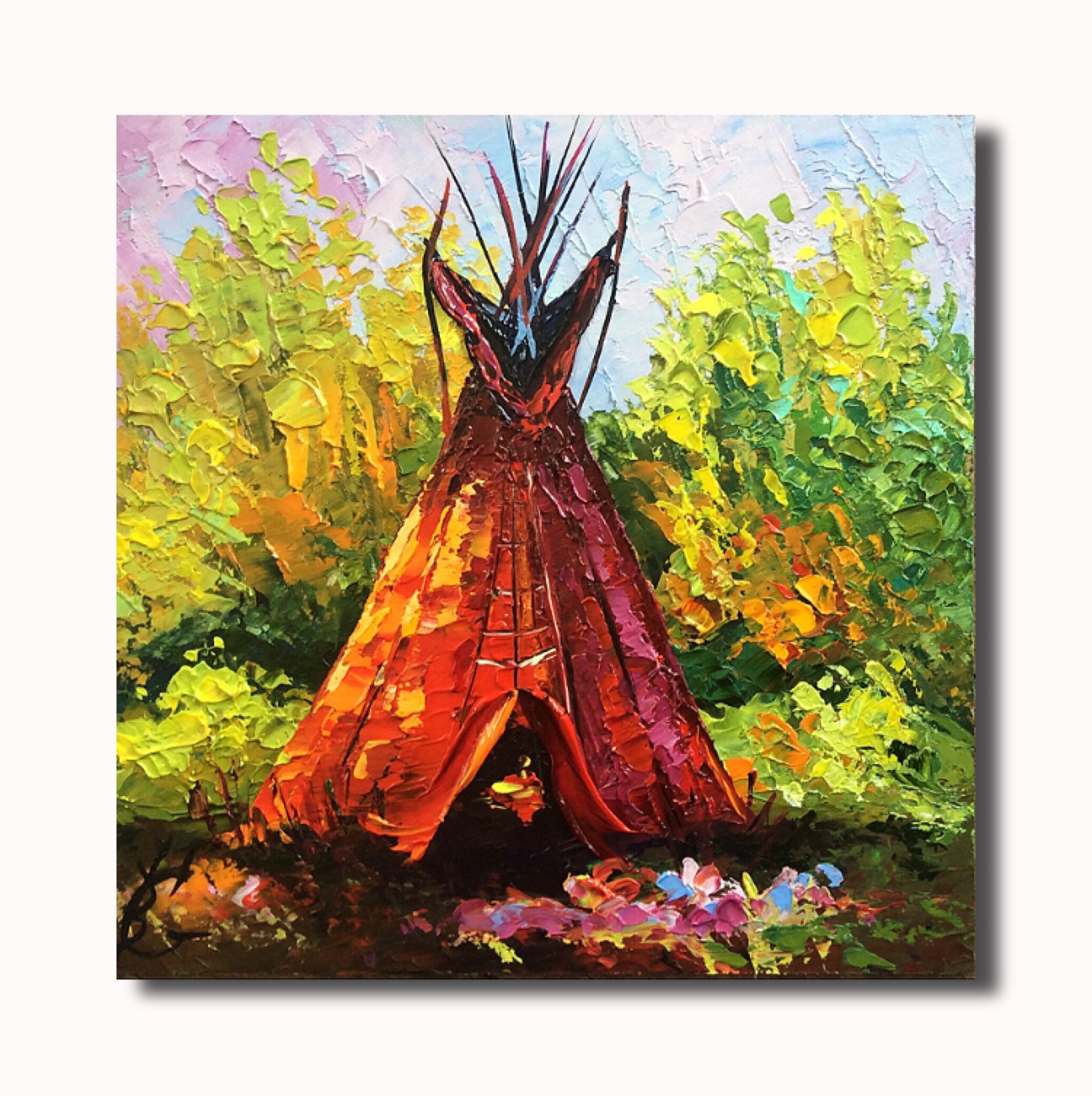 Tipi Oil Painting: Original Impasto Native American Art (8x8”) - Etsy