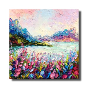 Lupinen felder wildblumen Blumen Grand Teton Nationalpark Wyoming 14:14” Original 3D Ölgemälde auf Leinwand