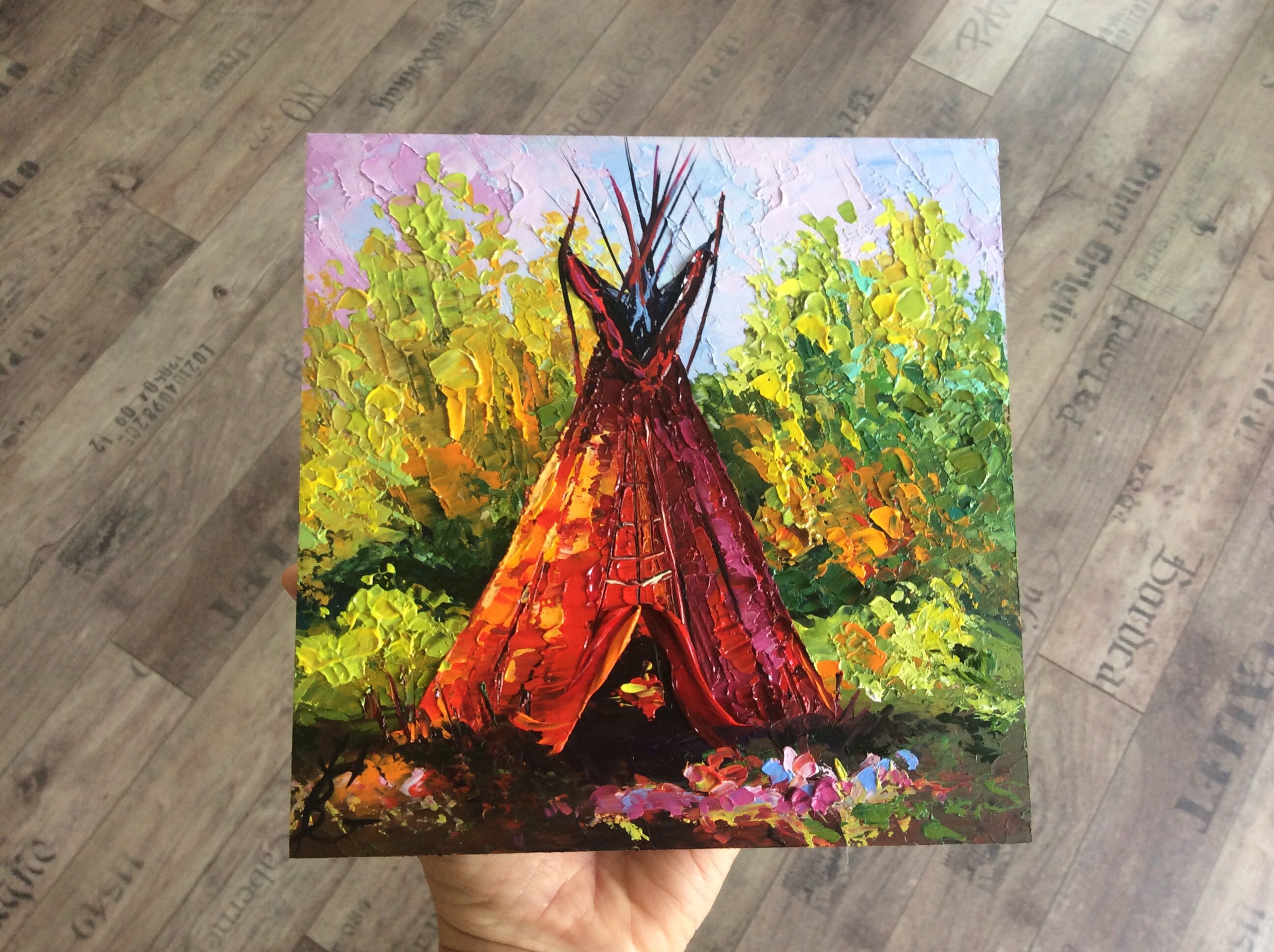 Tipi Oil Painting: Original Impasto Native American Art (8x8”) - Etsy
