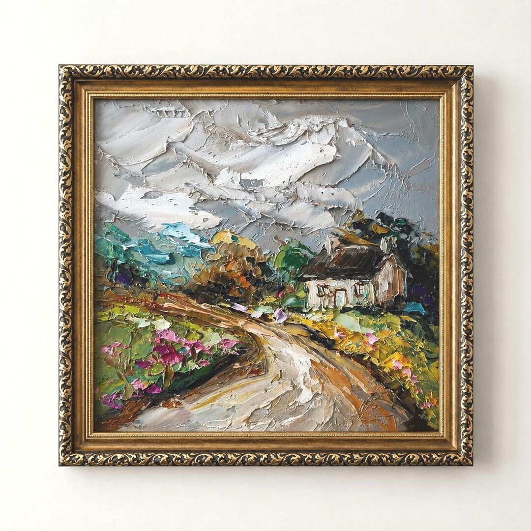 Cottage Oil Painting – Original Impasto Cottagecore Art 8:8" Panel - Etsy