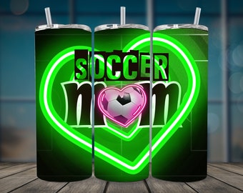 Soccer Mom 20oz Tumbler Wrap, sublimation design png, digital download, gift for mom, tumbler mockup, video mockup