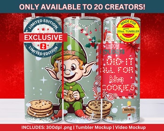 Emballage de gobelet elfe en édition limitée, png elfe, vacances, Noël, biscuits de Noël, j'ai tout fait pour les biscuits, maquette de gobelet, maquette vidéo