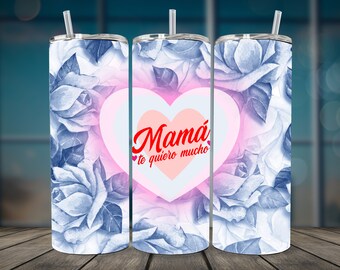 Emballage pour gobelet 20 oz Mama te quiero mucho, sublimation, fête des mères, maman, conception numérique, téléchargement numérique, maquette de gobelet, maquette vidéo