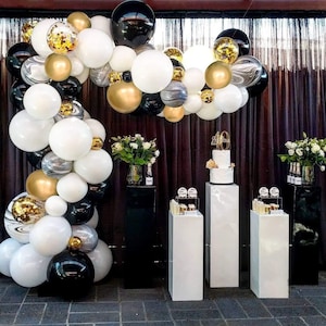 Black, Gold and White Balloon Garland Kit - Perfect For Birthdays, Weddings, Anniversaries, Baby Shower or Any Other Occasion - 111pcs