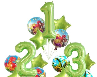 Globos de dinosaurio, decoración de cumpleaños de dinosaurio, fiesta de dinosaurio, globos de 1er cumpleaños, globos de 2º cumpleaños, globos de 3er cumpleaños