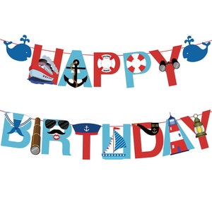 Nautical Birthday Decorations, Nautical Birthday Banner, Boat Birthday Banner