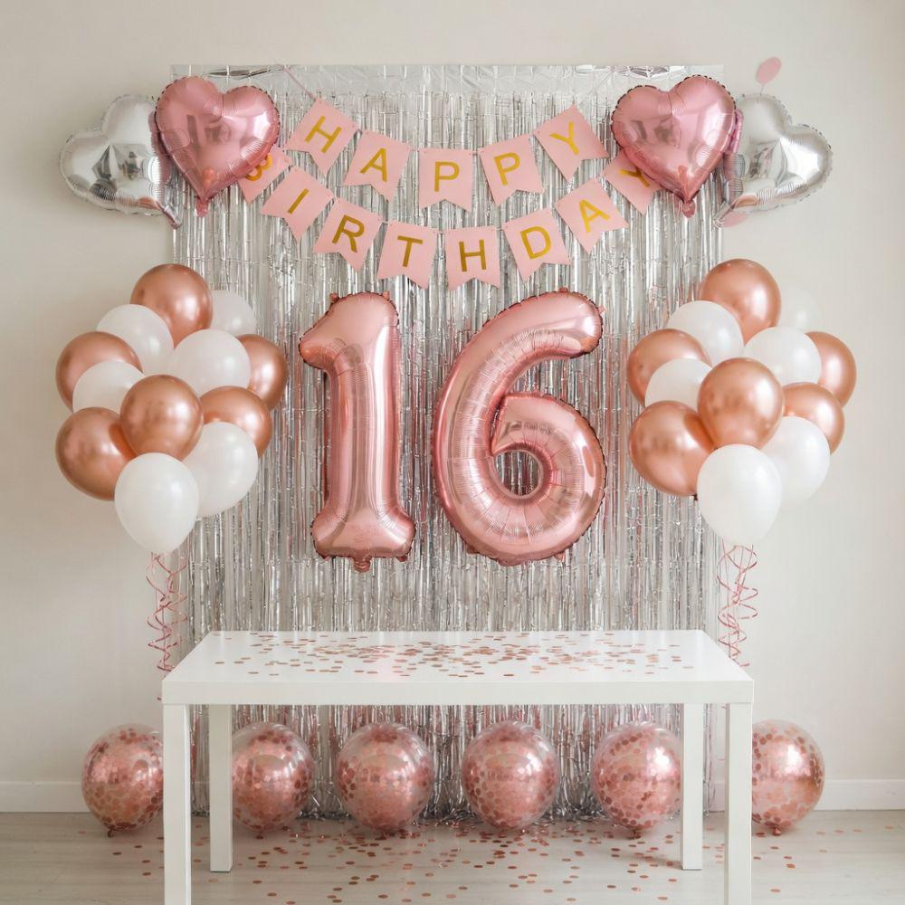 Festone Olografico 16 Anni – Decorazione Compleanno Oro Rosa, 3,9 M, Per Interni/Esterni