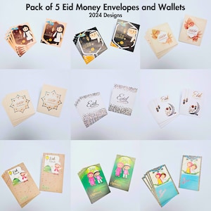 Eidi Umschläge, Eid Geld Umschläge, Eid Geldkarten, Eid Geld Geldbörsen, Eidi Umschläge für Kinder & Erwachsene - 5er Pack
