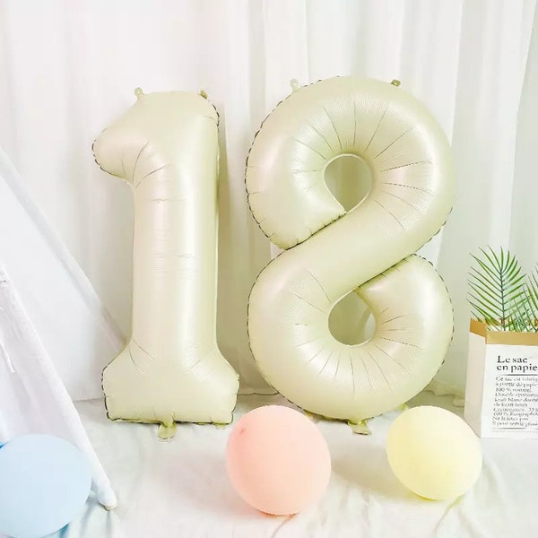 Cream Number Balloon - Nude Number Balloon - Cream Nude Foil Balloon - 32 Inch uninflated