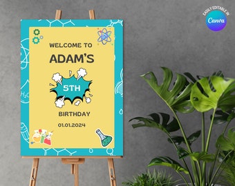 Editable Science Birthday Welcome Sign (digital Download) - Etsy