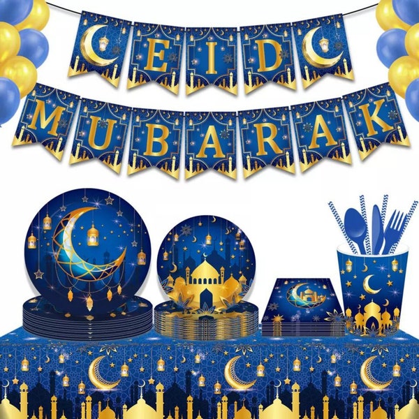 Eid Decorations - Eid Tableware - Eid Mubarak Tabelware - Eid Mubarak Banner - Eid Plates - Eid Cups - Eid Napkins