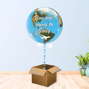 Personalised Surpise Holiday Reveal Balloon In a box with Next-Day Delivery - Surprise Holiday Balloon