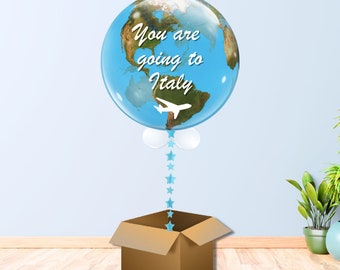 Personalised Surpise Holiday Reveal Balloon In a box with Next-Day Delivery - Surprise Holiday Balloon