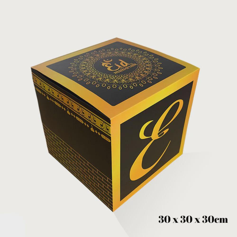 Ali's Creationz Scatole Decorative Per Eid - Set Da 3 Pezzi, 30x30 Cm, Design Kaaba Con Lettere EID