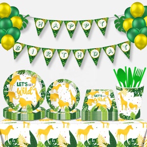 Wild ONE Birthday Decorations - Wild ONE Tableware - Jungle Party Decorations - Safari Birthday Decorations - Animal Theme Birthday