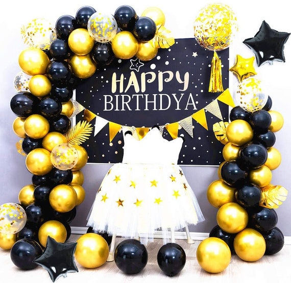 Black and Gold Birthday Party Decorations Set Black and Gold picture pic