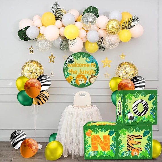 Décoration Anniversaire 1 An Garcon Fille,Jungle Animaux Ballons,Deco