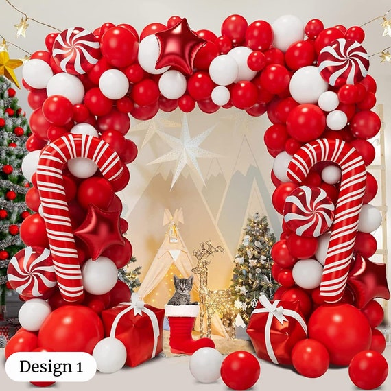 Ahigh Palloncini Natale,ghirlanda di palloncini natalizi, palloncini colorati di Buon Natale,palloncini rossi verdi, renne,pupazzo di neve, decorazione con palloncini per accessori per feste natalizie