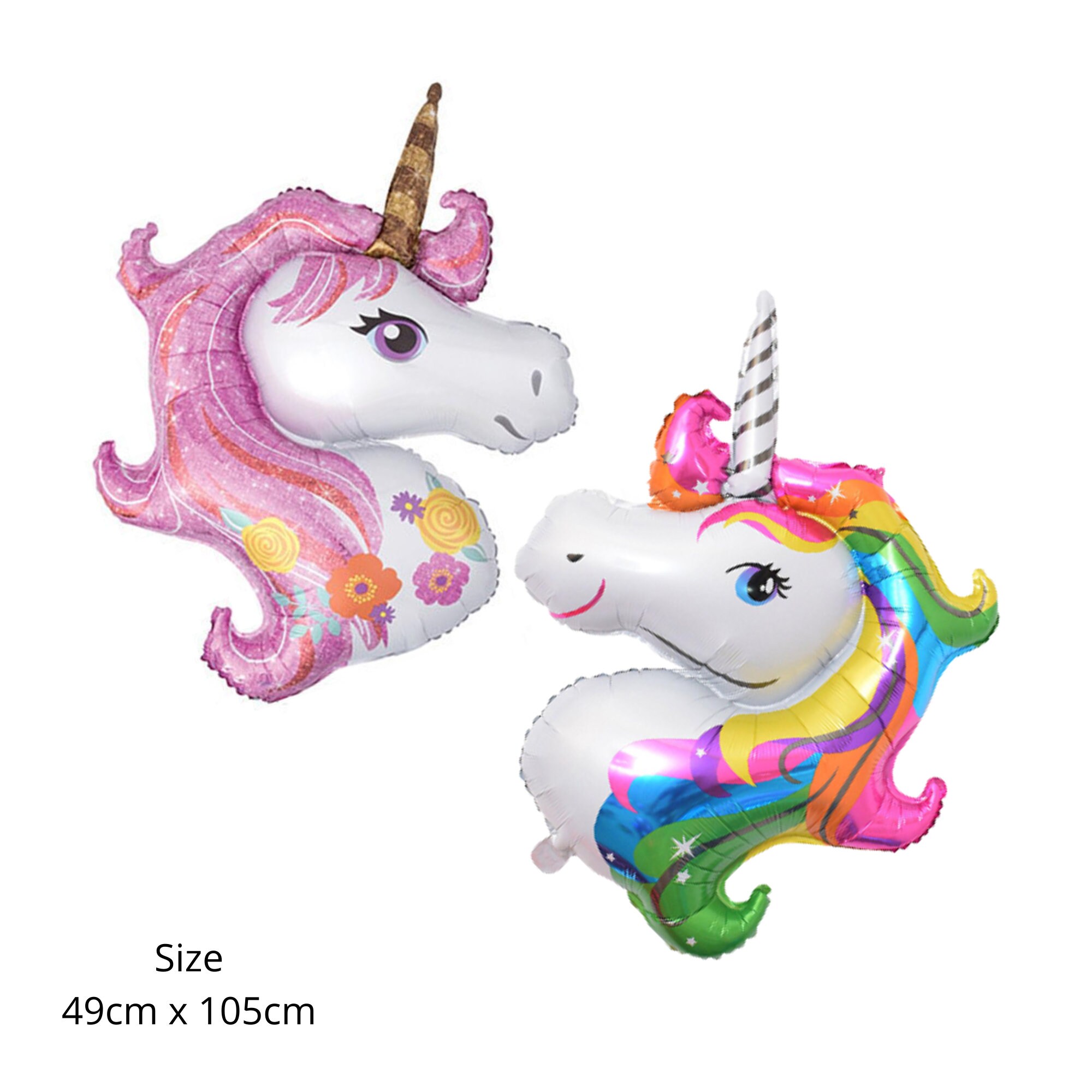 Palloncino Gigante Unicorno PartyDeco: Autoportante 95x86 Cm In Lamina Bianca Con Corno Dorato, Perfetto Per Compleanno E Baby Shower, Facile Da Gonfiare