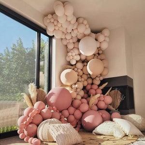 Boho Natural Balloon Garland Kit, Ivory Cream Balloon Arch, Rosewood, White sand Apricot Balloon Garland  - 140 pcs