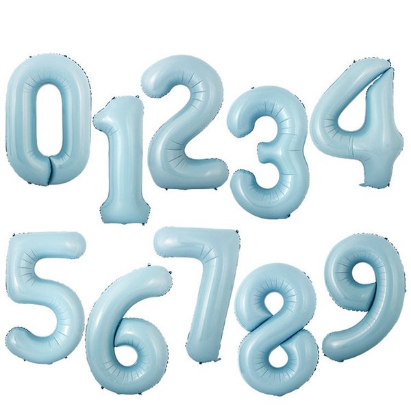 Pastel Blue Number Balloons - Baby Blue Number Balloons - Age Balloons - Birthday Balloons - 40 Inch