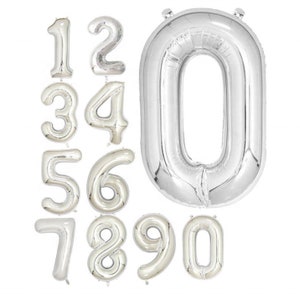 Silber Zahlenballons - Altersballons - Geburtstagsballons - 40 Inch