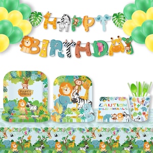 Jungle Theme Birthday Banner - Jungle Party Decorations - Safari Birthday Decorations - Animal Theme Birthday - Wild One Birthday