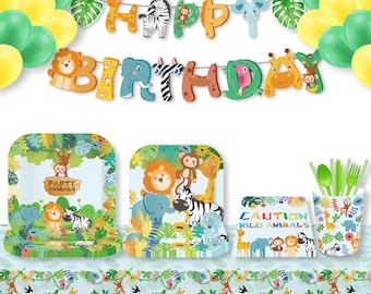 Jungle Thema Verjaardag Banner - Jungle Party Decoraties - Safari Verjaardagsdecoratie - Dieren Thema Verjaardag - Wild One Verjaardag