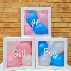 Decorazioni per rivelare il sesso del nascituro - Scatole di palloncini per rivelare il sesso del nascituro - Decorazioni per baby shower - Scatole per bambini