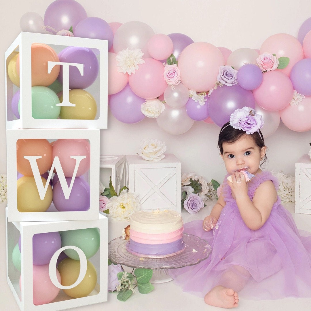 2nd Birthday Decorations for Girls, 2nd Birthday Decorations for Boys, 2nd  Birthday Balloon Boxes - TWO Balloon Boxes - White - 3pcs - Etsy, image size:1080x1080