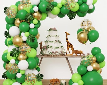 Ensemble de guirlandes d'anniversaire sur le thème Safari dans la jungle - Ensemble de guirlandes d'anniversaire dans la jungle - Décorations d'anniversaire Wild One - 134 pcs