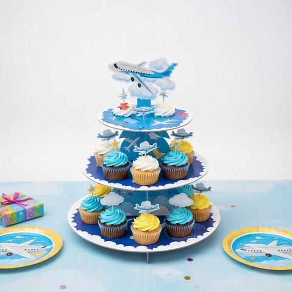SaktopDeco Ghirlanda Aereo Per Feste - Confezione Da 2 Con Aerei E Nuvole In Feltro - Decorazioni Tema Aviazione Per Compleanno Baby Shower
