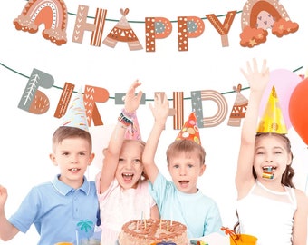 Boho Birthday Banner - Boho Rainbow Birthday Banner - Boho Happy Birthday Banner