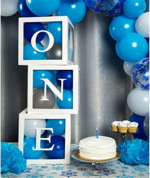 One Box, 1st Birthday Decoration , White Clear One Balloon Boxes ,first  Birthday Party Decoration , One Balloon Box, Cake Smash Backdrop 