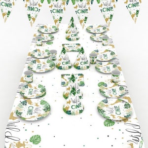 Wild ONE Birthday Decorations - Wild ONE Tableware - Jungle Party Decorations - Safari Birthday Decorations - Animal Theme Birthday