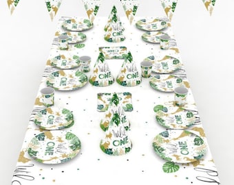 Wild ONE Birthday Decorations - Wild ONE Tableware - Jungle Party Decorations - Safari Birthday Decorations - Animal Theme Birthday