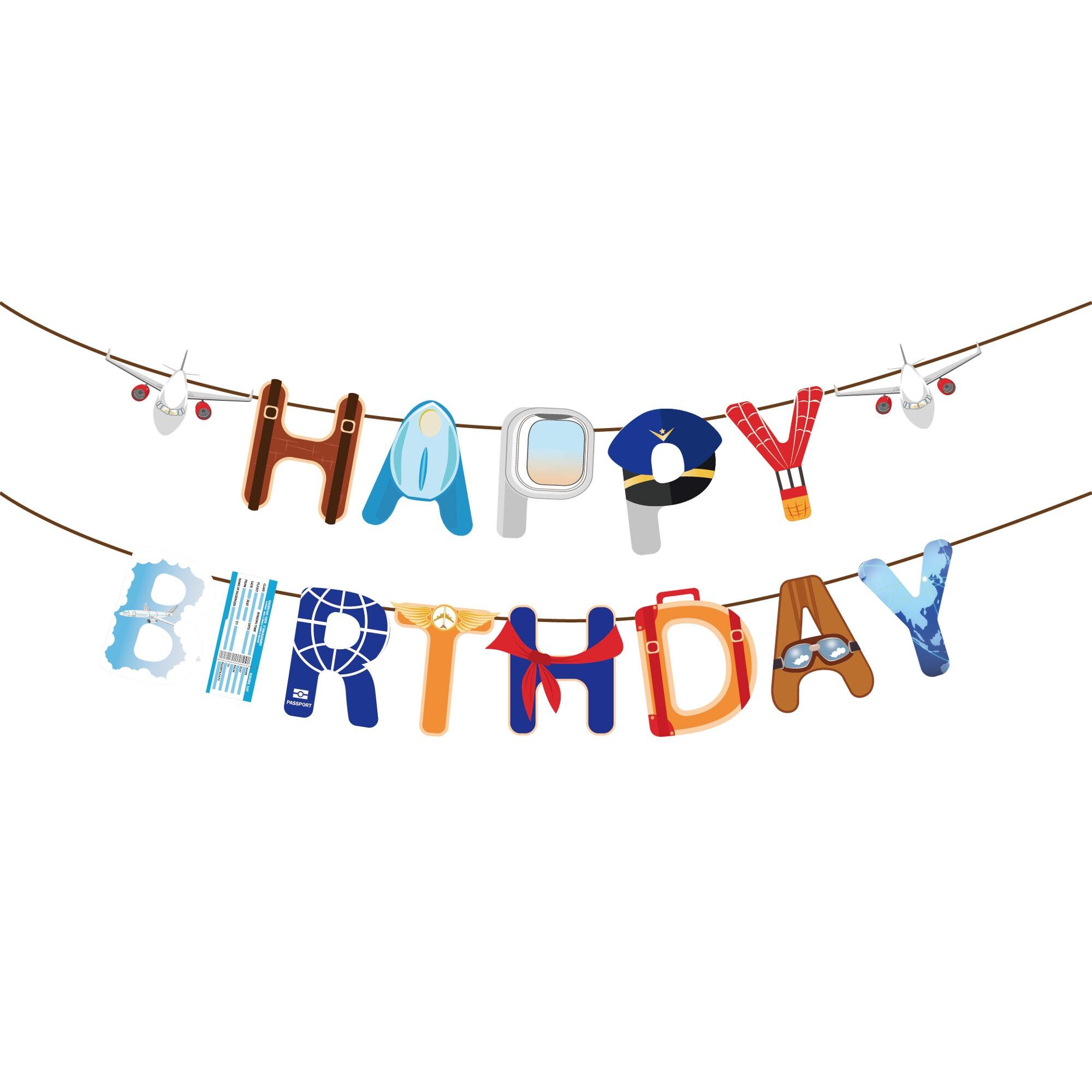 Set Completo Decorazioni Per Festa A Tema Aereo/Aviatore - Striscione, Palloncini, Topper Per Torta E Cupcake, Ghirlanda