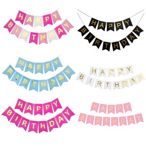 Happy Birthday Banner - Birthday Bunting - Birthday Decorations - Available in 6 Colours