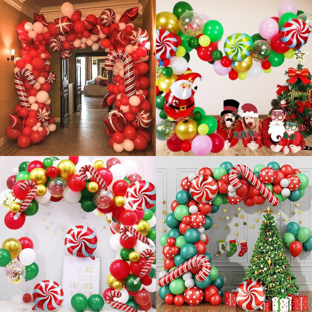 Kit d'arche de ballons de Noël - 83 pièces - Vert et rouge