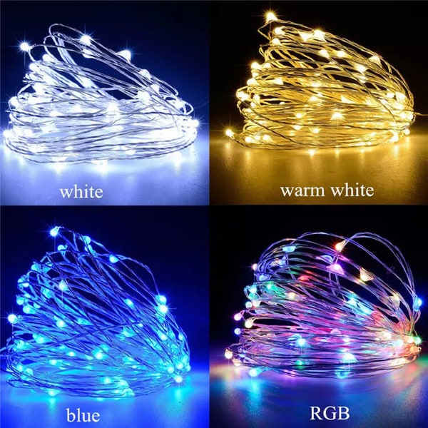 Lumières LED étanches avec télécommande, lumières d'arbre de Noël, lumières du Ramadan, lumières de l'Aïd, guirlandes lumineuses LED - 4 couleurs