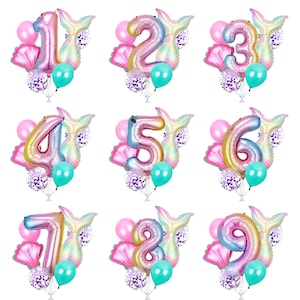 Decorazioni per compleanni a tema sirena, decorazioni per feste a tema sirena, palloncini a tema sirena, palloncini a tema sirena pastello, festa a tema sirena