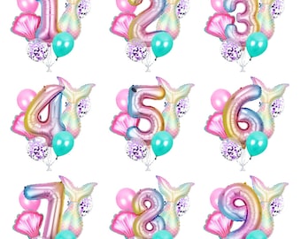 Mermaid Birthday Decorations Set, Pastel Mermaid Balloons Arch Kit, Under the Sea Party Decor, Girls Mermaid Theme Birthday Supplies